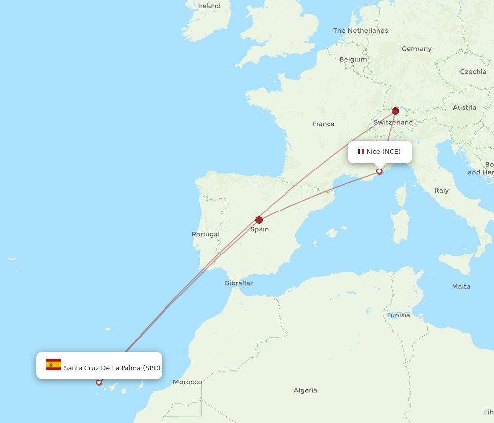 NCE-SPC flight routes