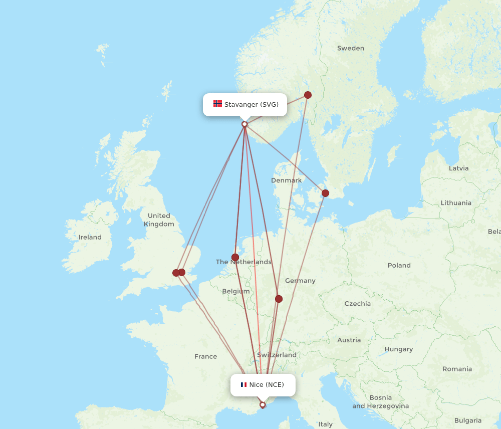 NCE-SVG flight routes