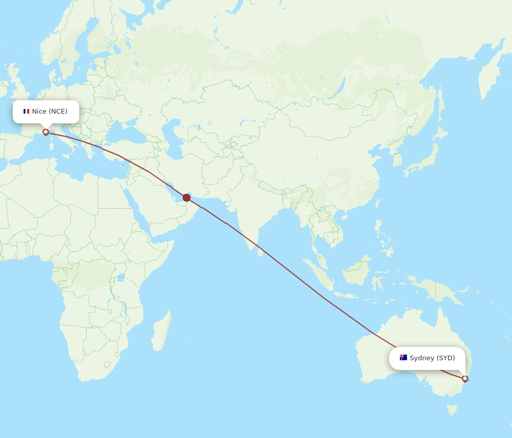 NCE-SYD flight routes