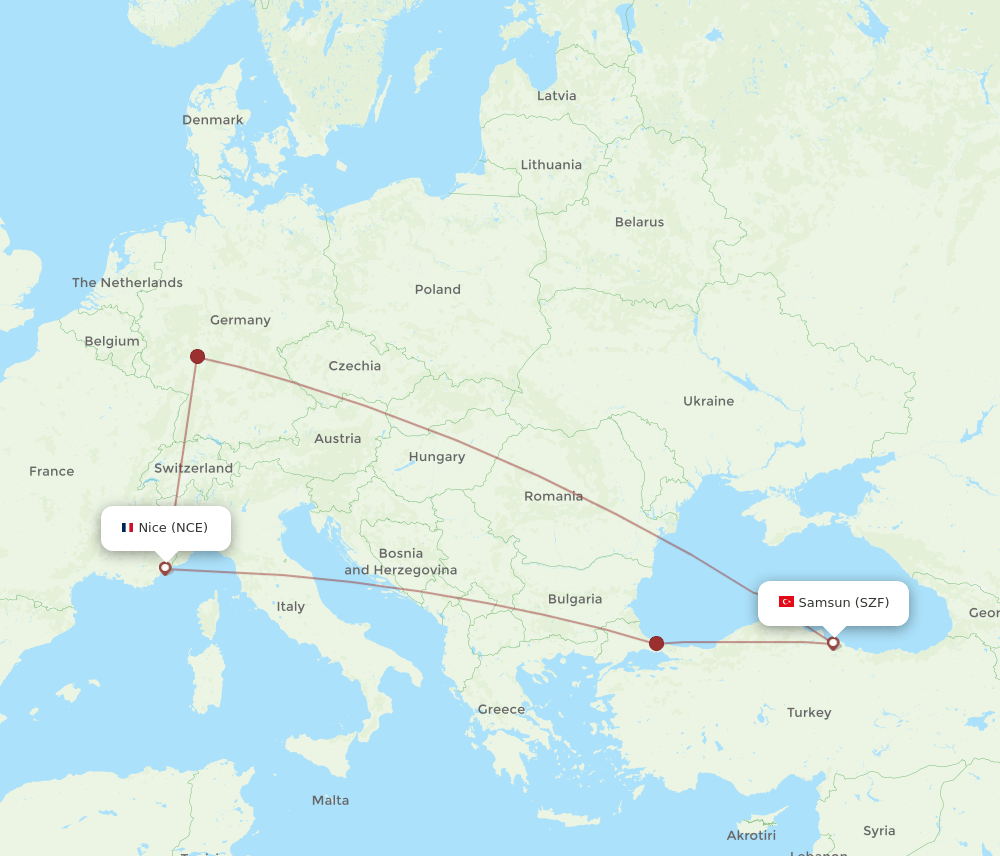 NCE-SZF flight routes