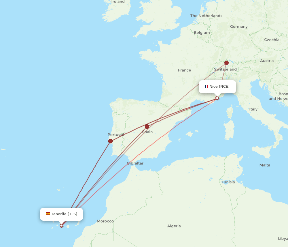 NCE-TFS flight routes