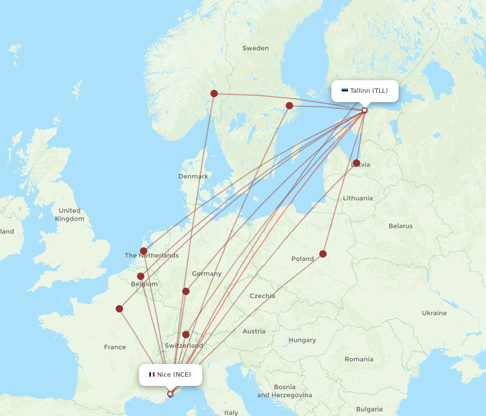 NCE-TLL flight routes
