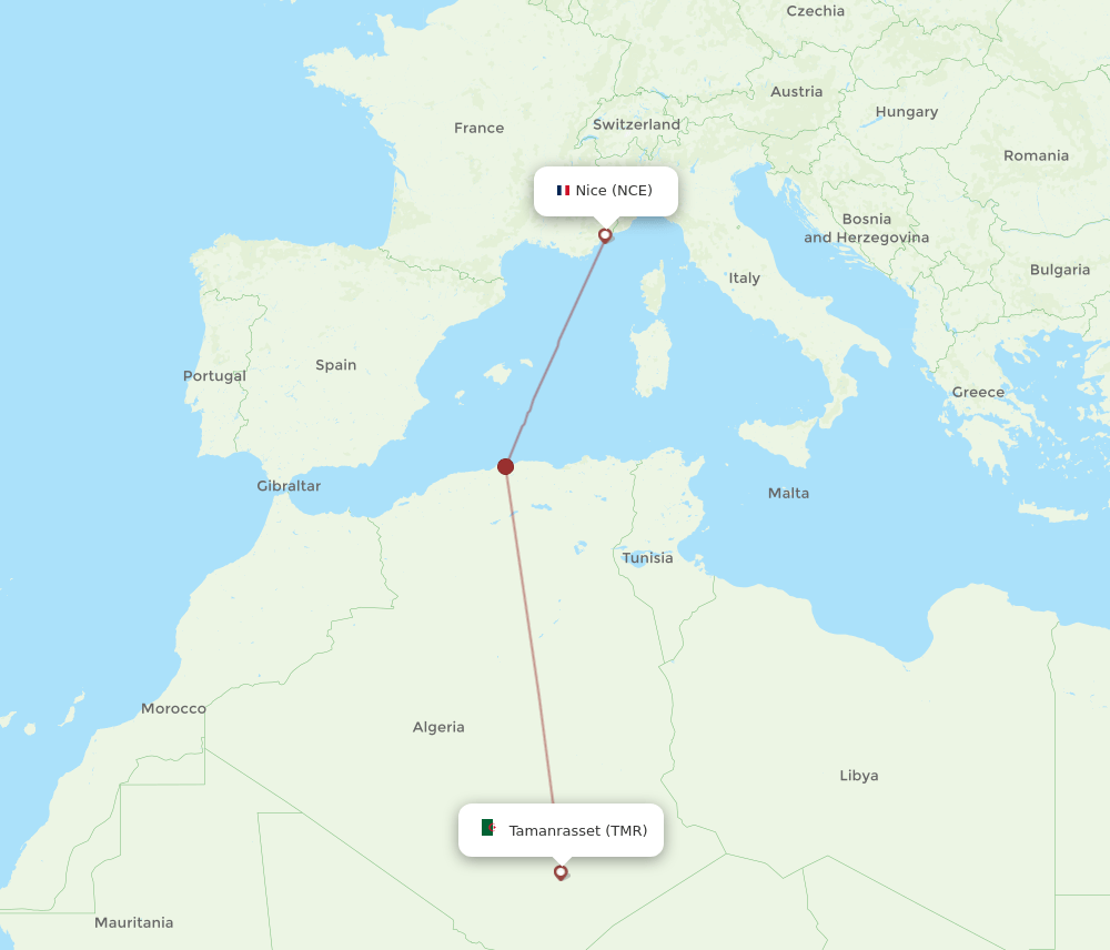 NCE-TMR flight routes