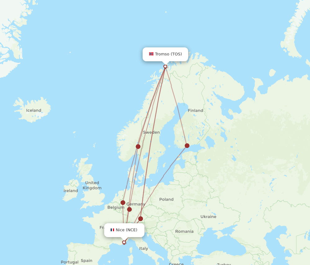 NCE-TOS flight routes