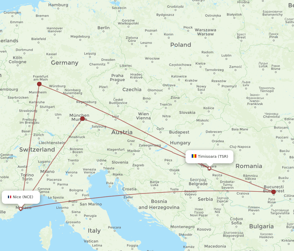 NCE to TSR flights and routes map