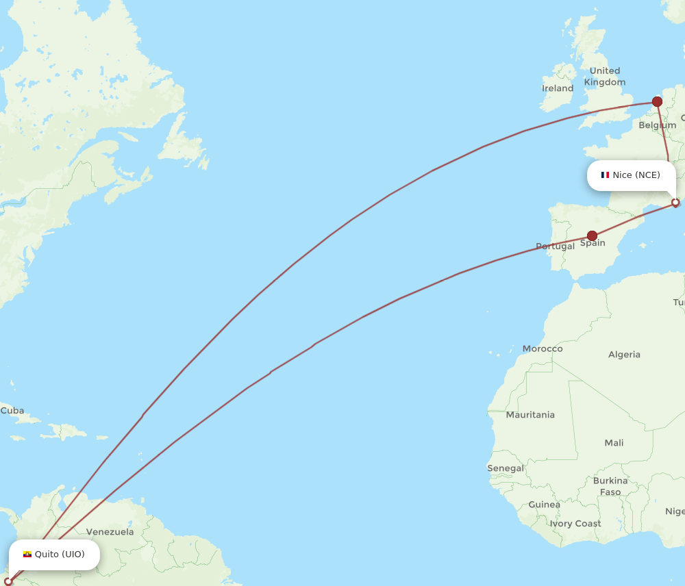 NCE-UIO flight routes