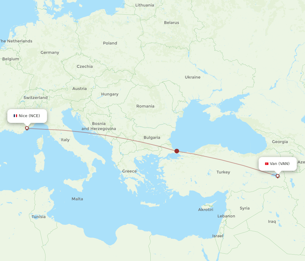 NCE-VAN flight routes