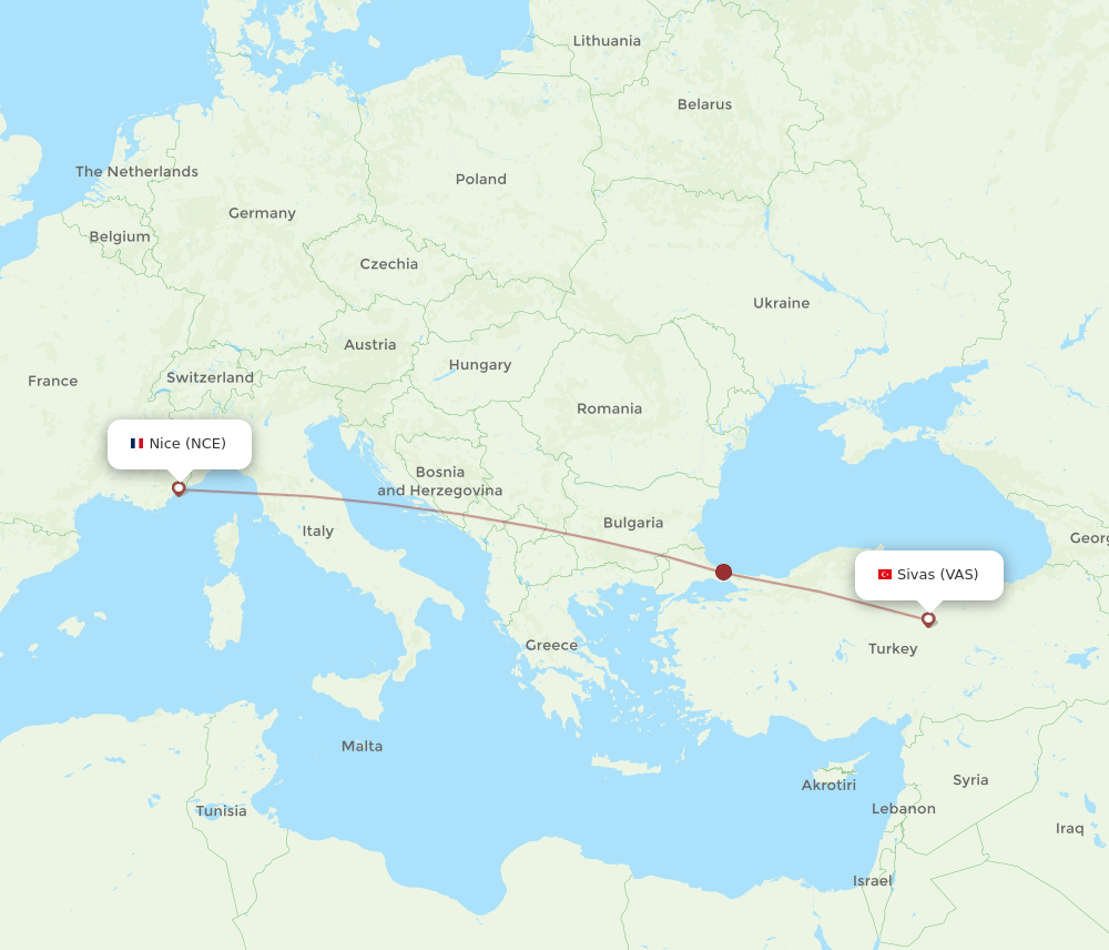 NCE-VAS flight routes