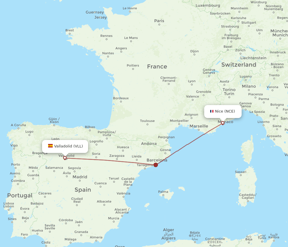NCE-VLL flight routes