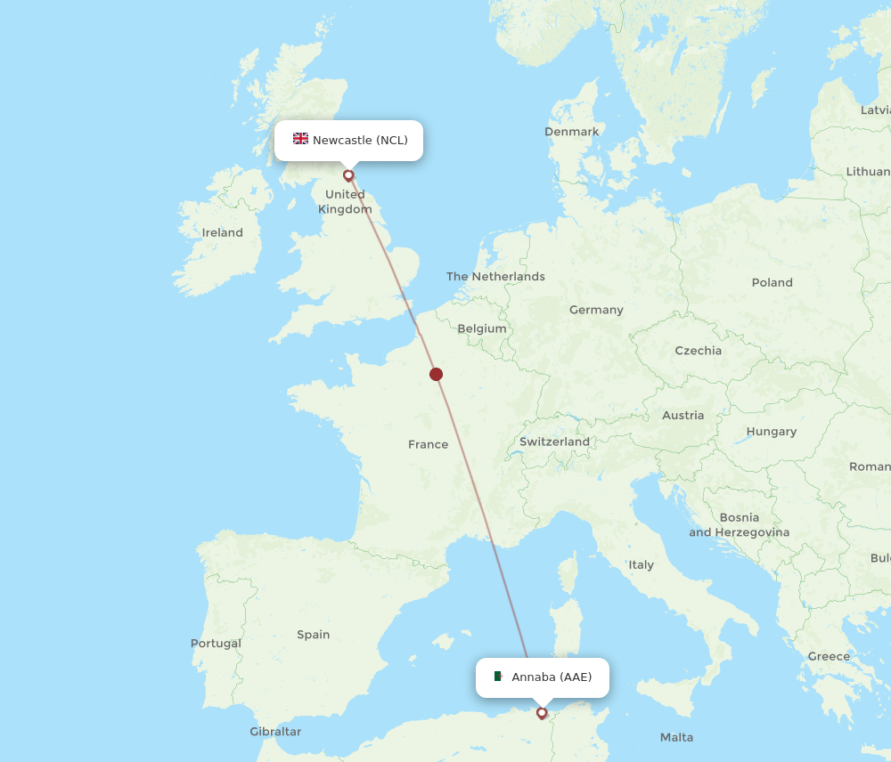 NCL-AAE flight routes