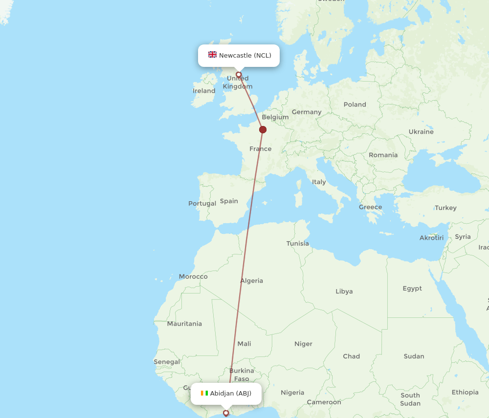 NCL-ABJ flight routes