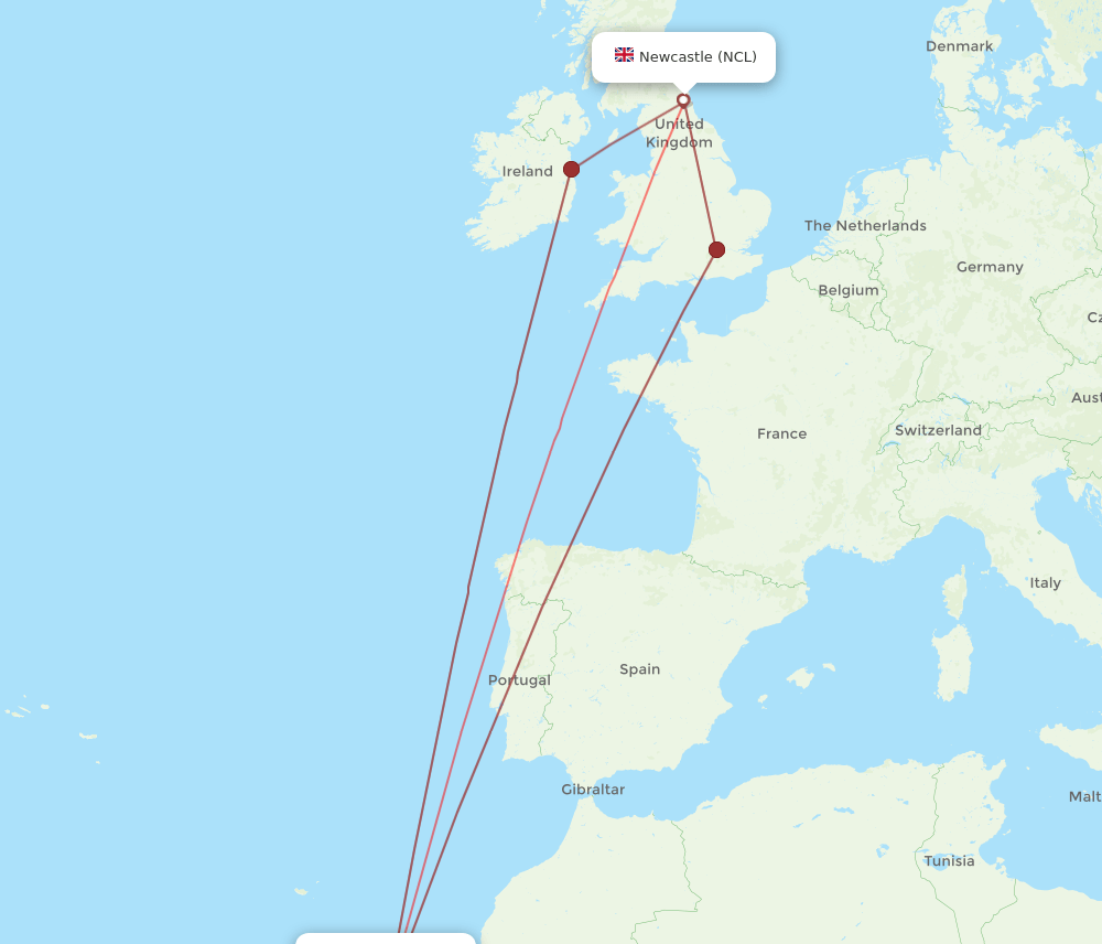 NCL-ACE flight routes