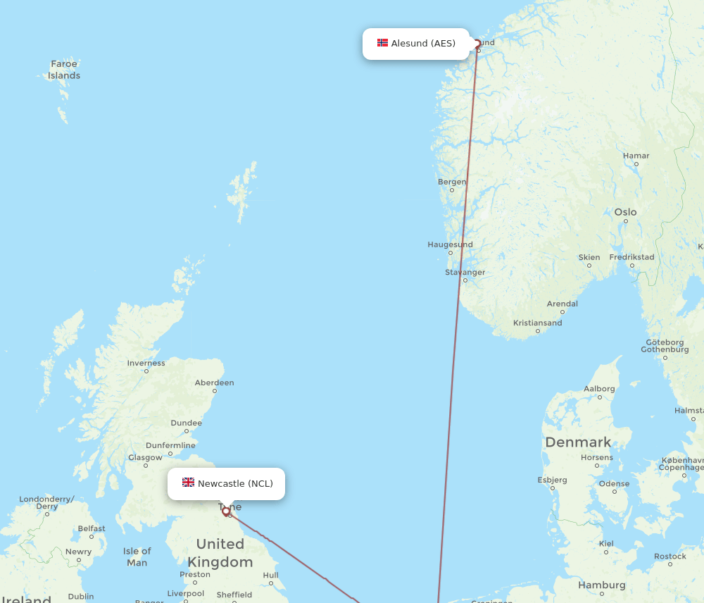 NCL-AES flight routes