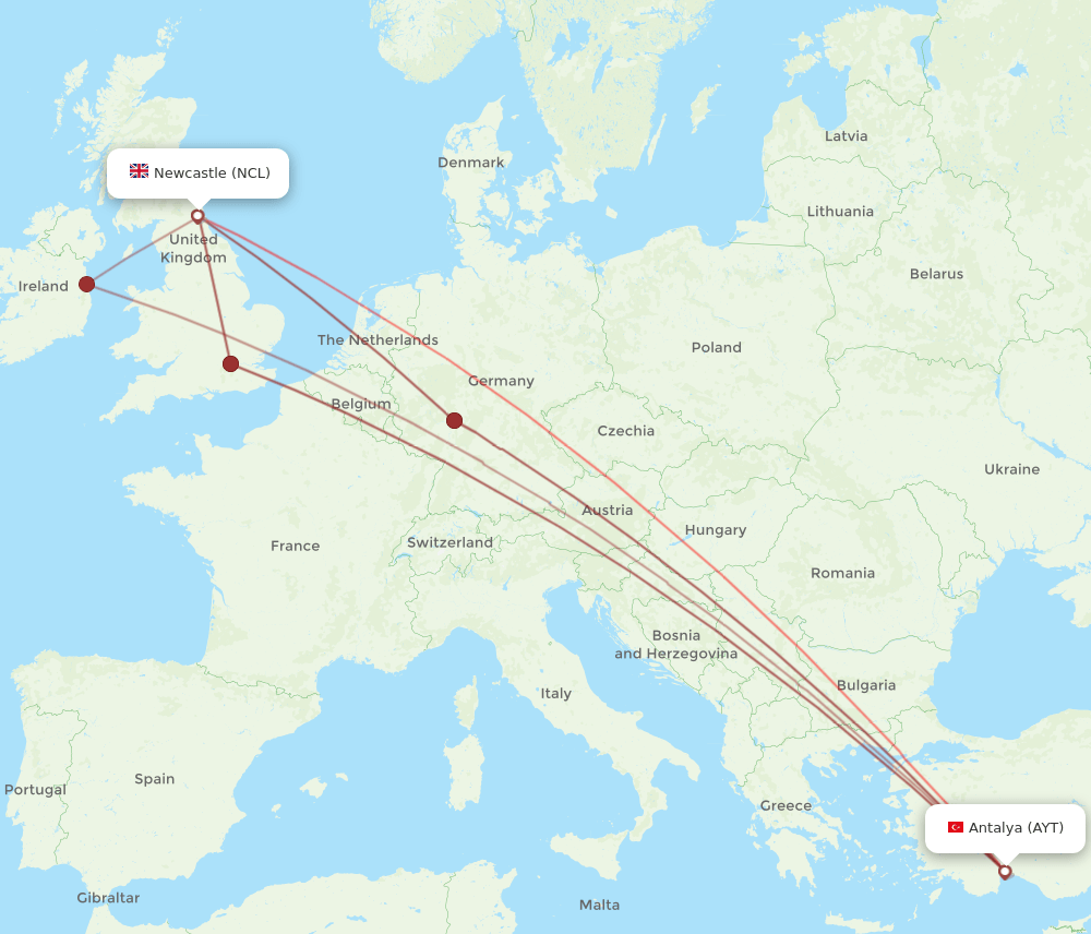 NCL-AYT flight routes
