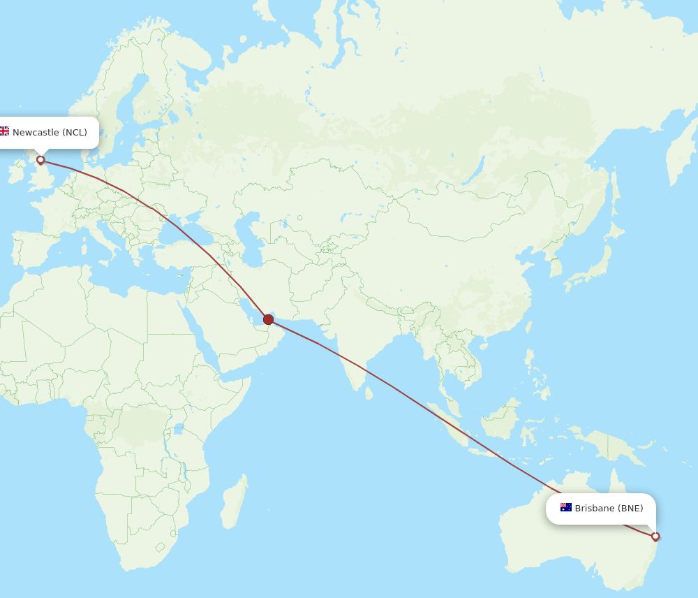 NCL-BNE flight routes