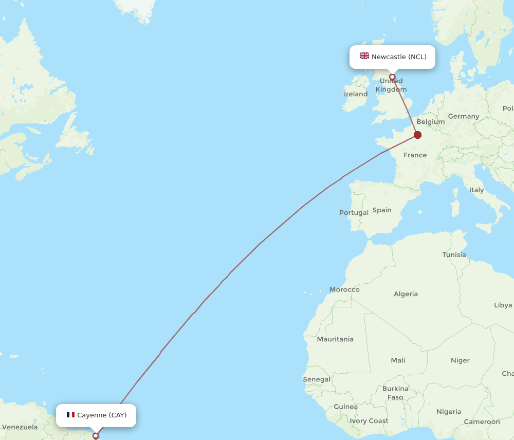 NCL-CAY flight routes