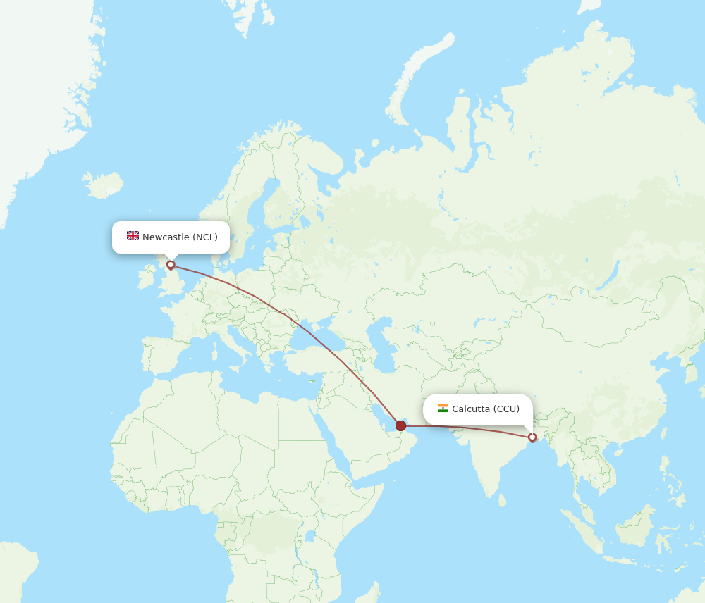 NCL-CCU flight routes