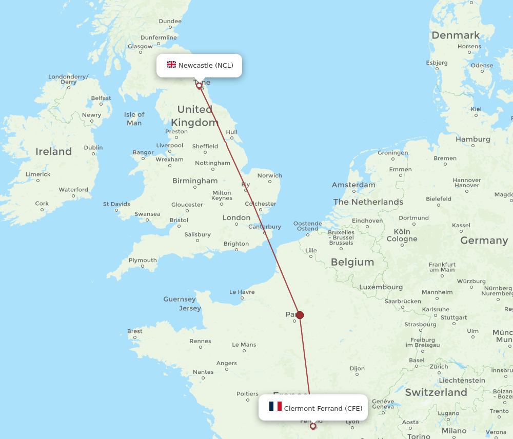 NCL-CFE flight routes