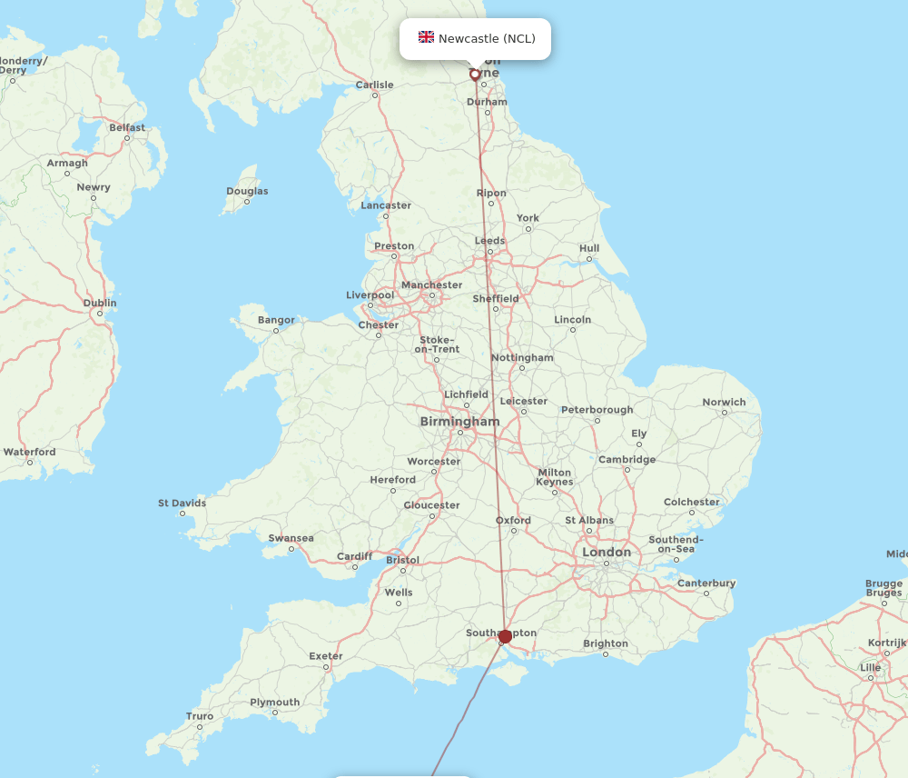 NCL-GCI flight routes