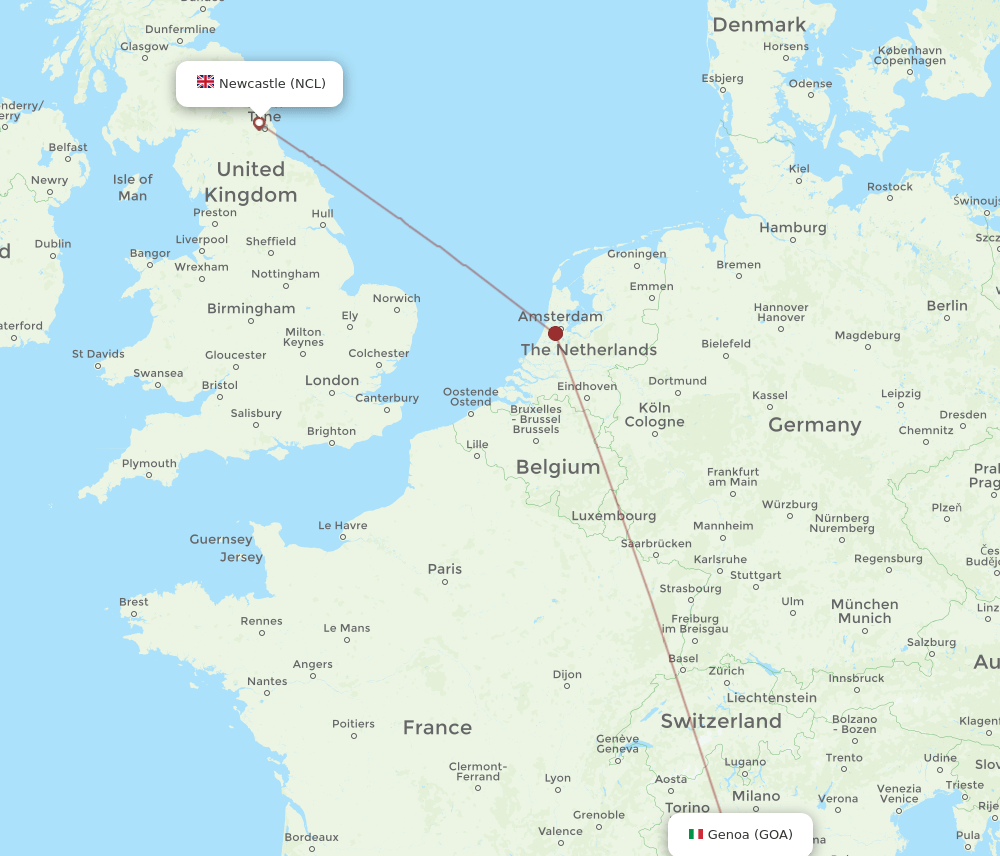 NCL-GOA flight routes