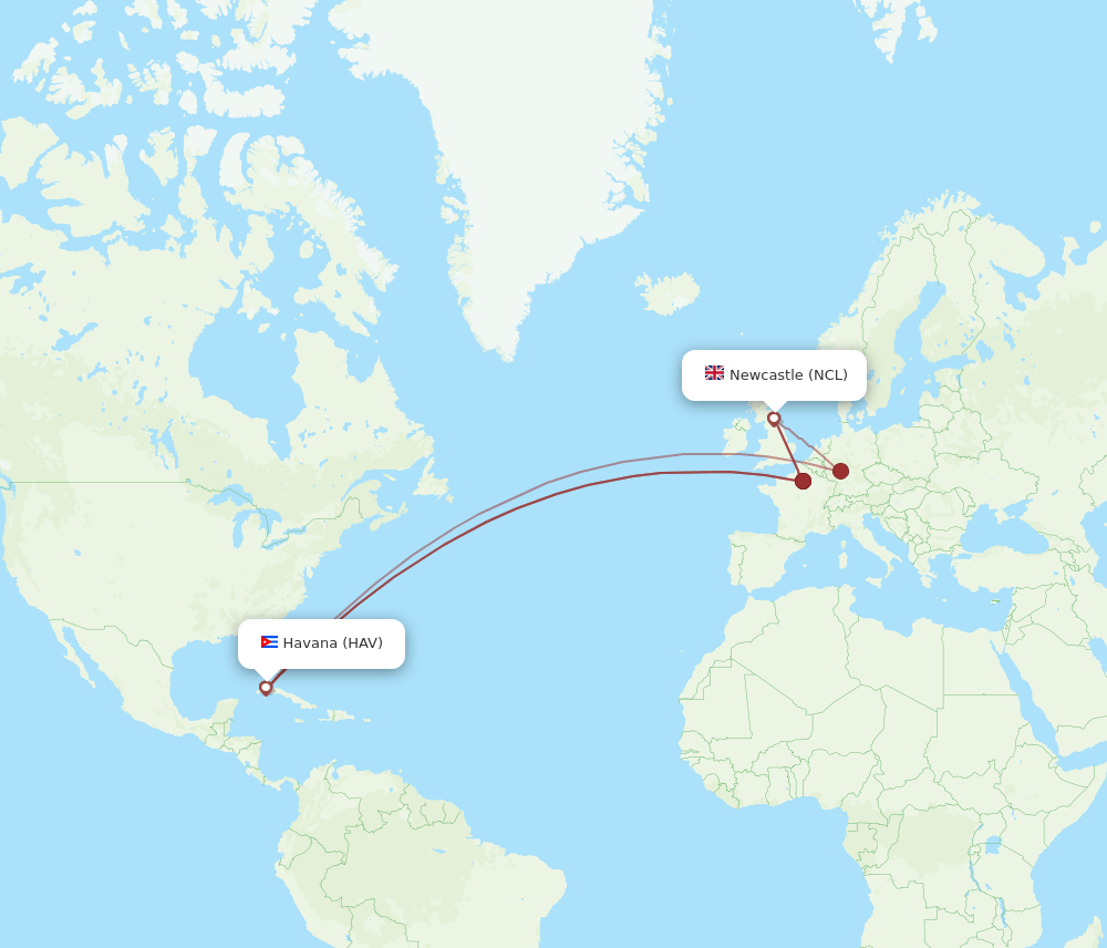 NCL-HAV flight routes