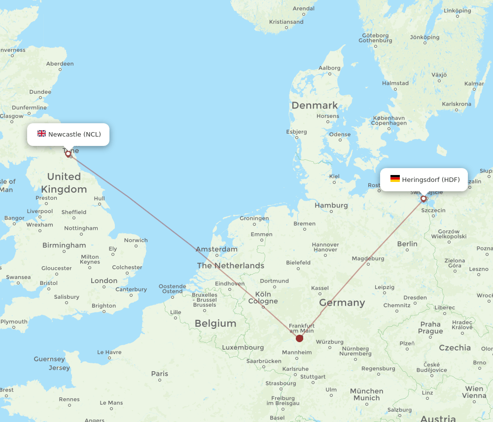 NCL-HDF flight routes