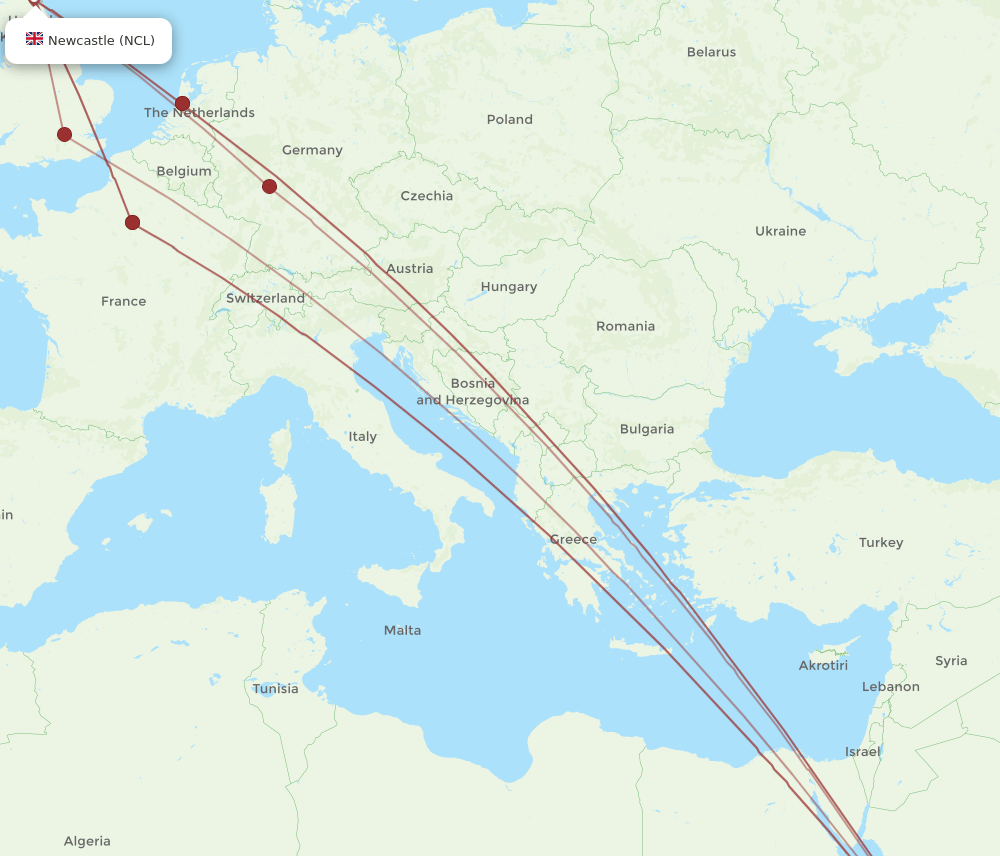 NCL-JED flight routes