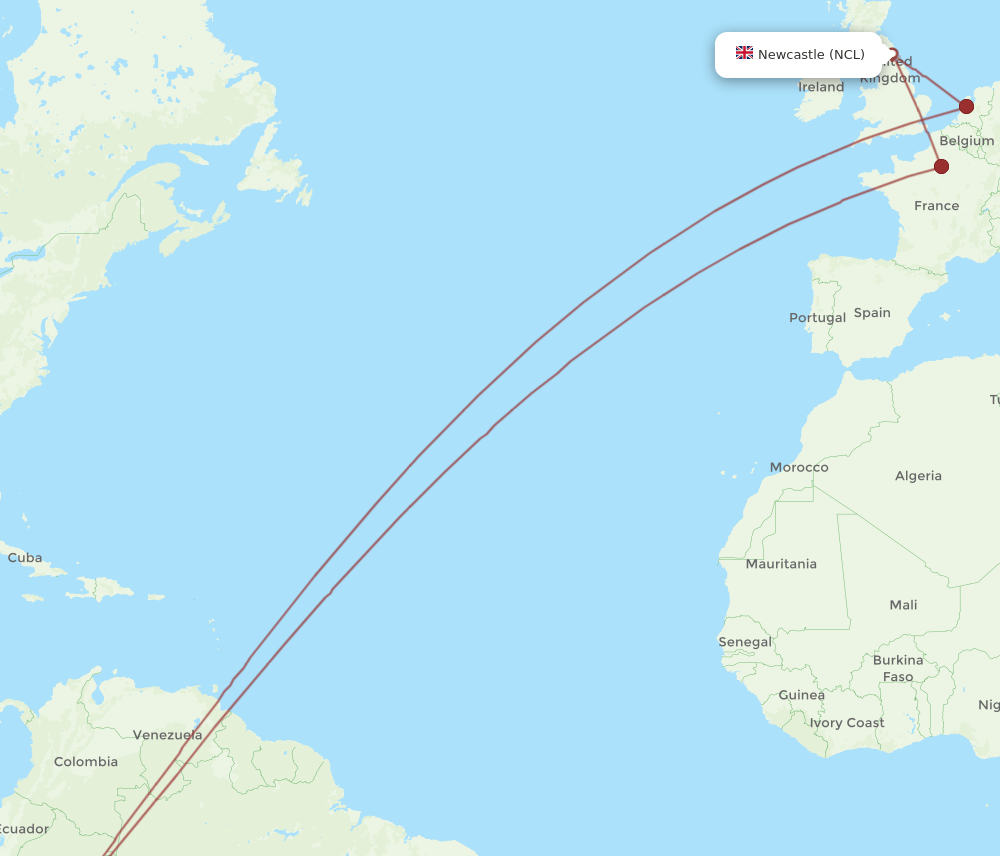 NCL-LIM flight routes
