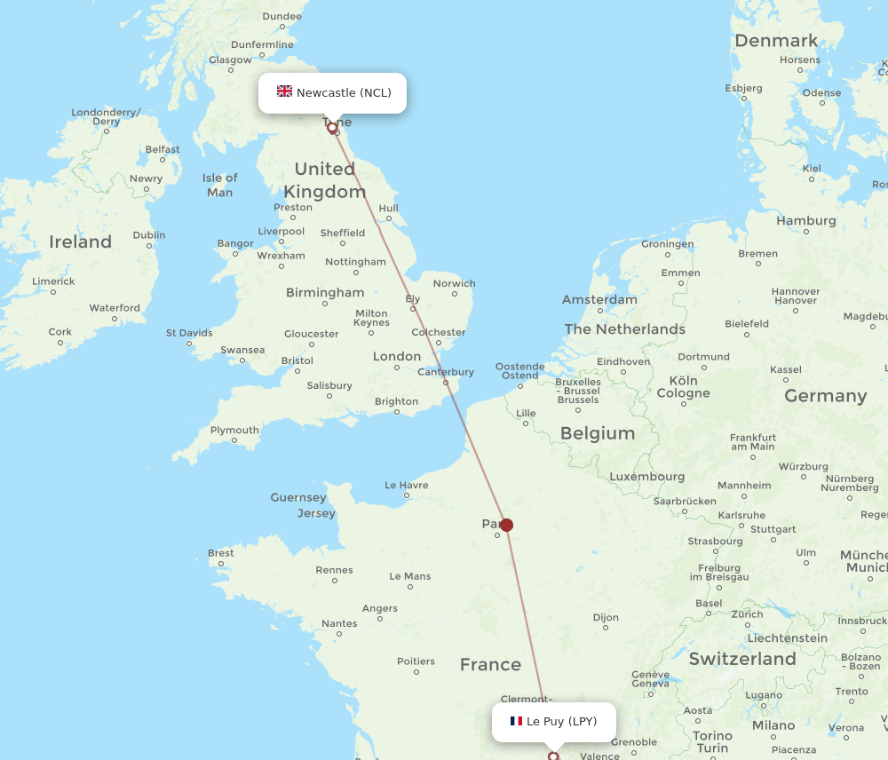 NCL-LPY flight routes