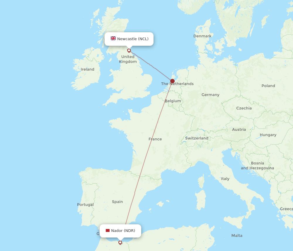 NCL-NDR flight routes