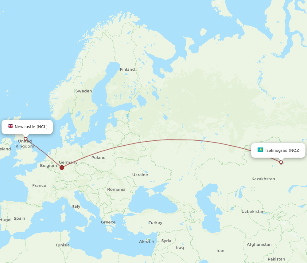 NCL-NQZ flight routes