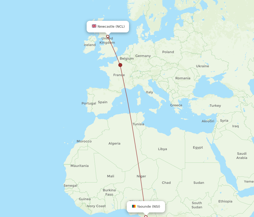 NCL-NSI flight routes