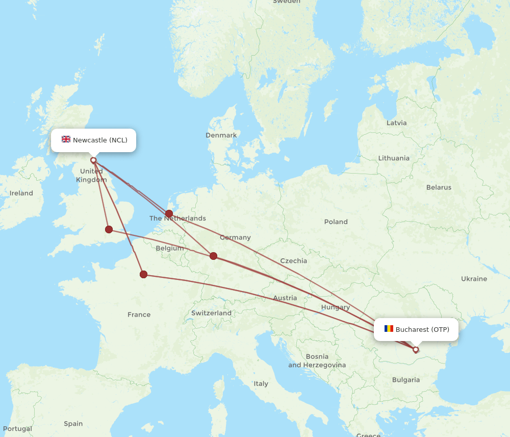 NCL-OTP flight routes