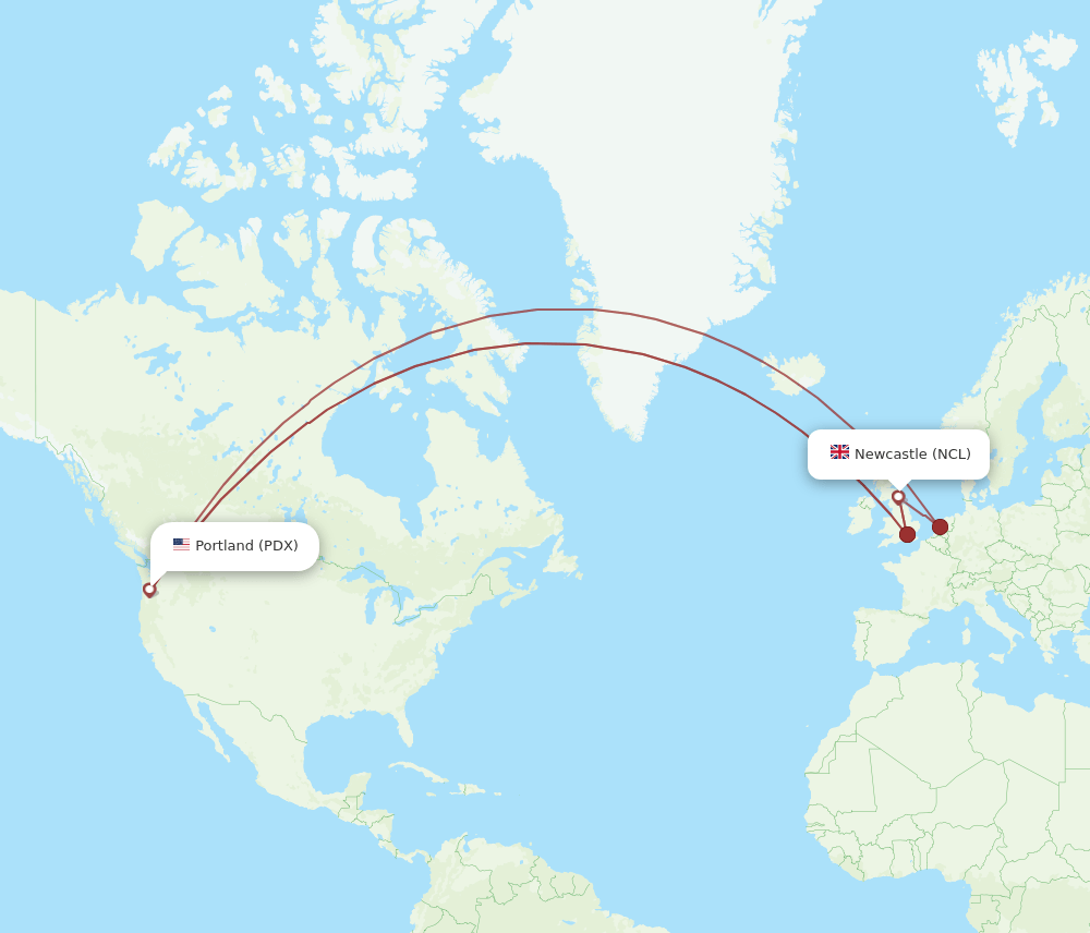 NCL-PDX flight routes
