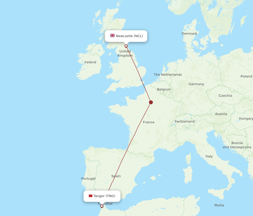 NCL-TNG flight routes