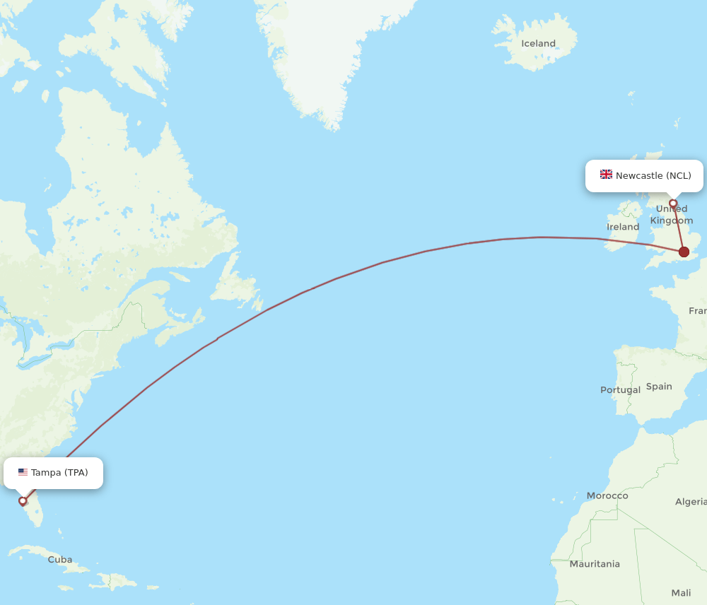 NCL-TPA flight routes