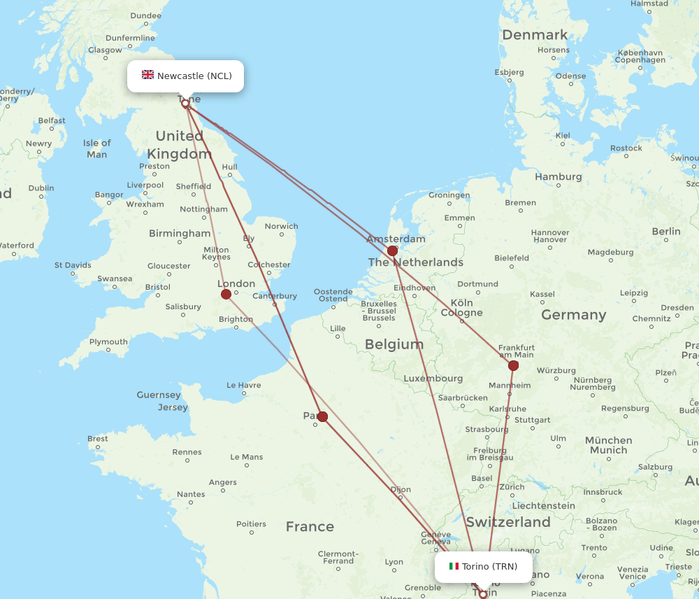 NCL-TRN flight routes