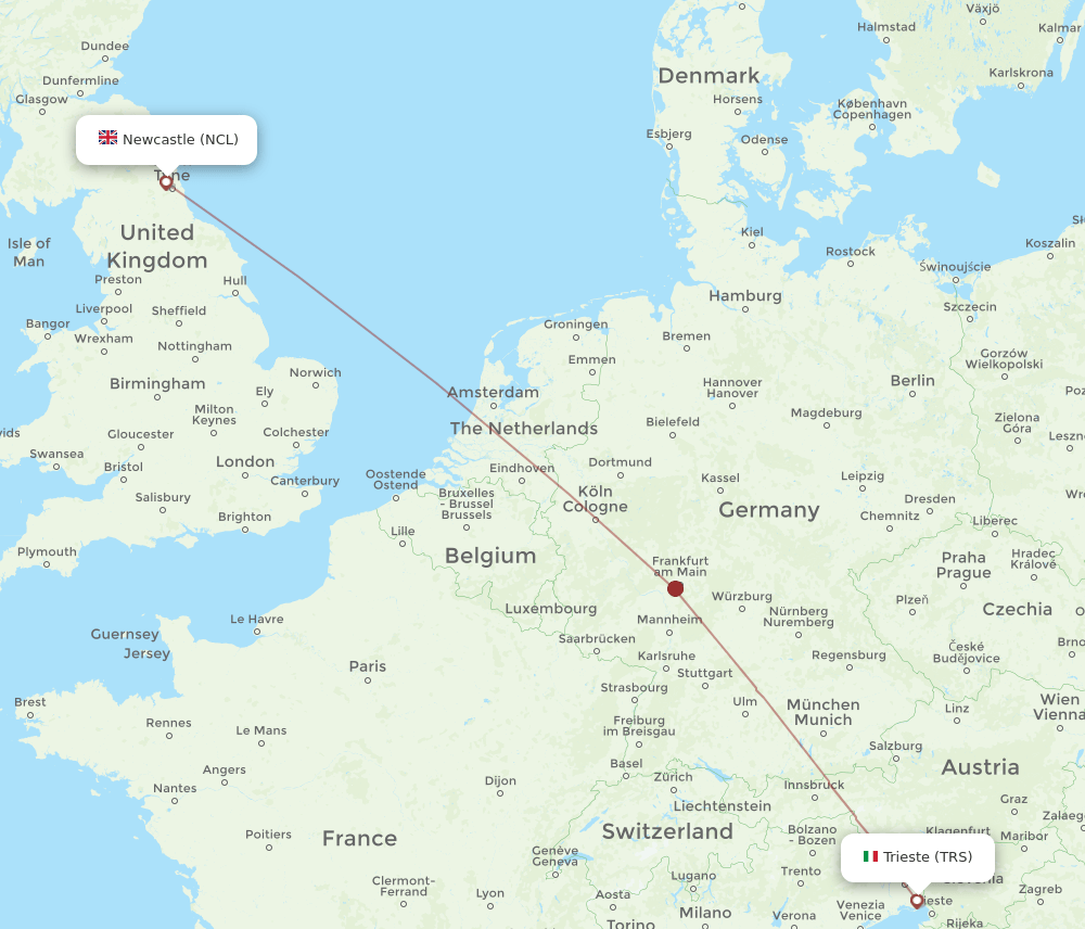 NCL-TRS flight routes