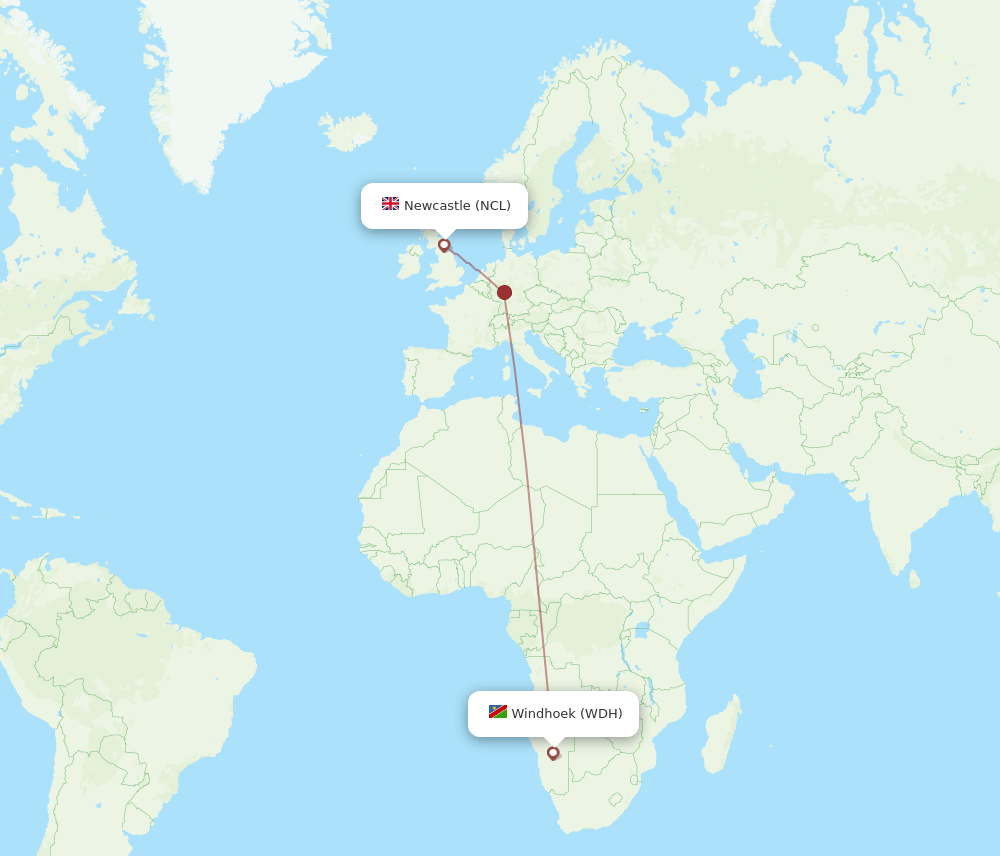 NCL-WDH flight routes