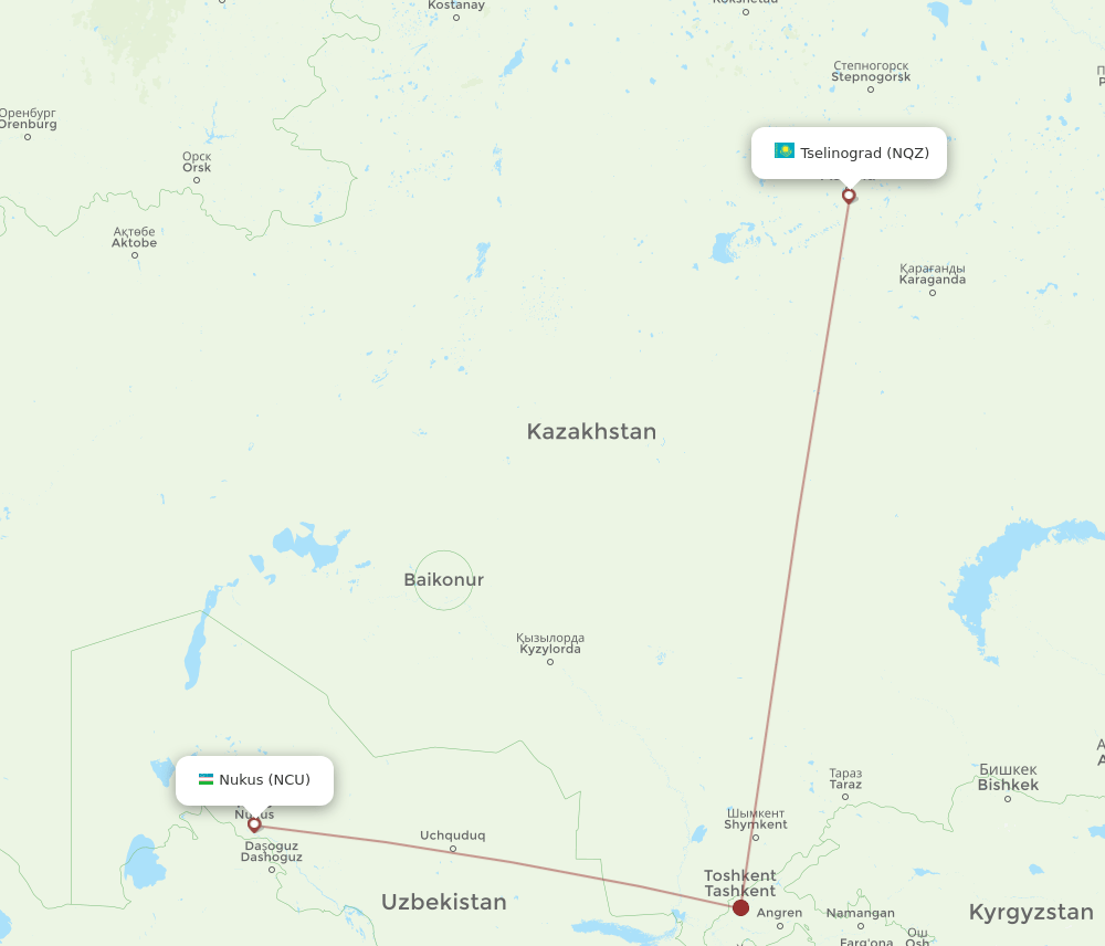 NCU-NQZ flight routes