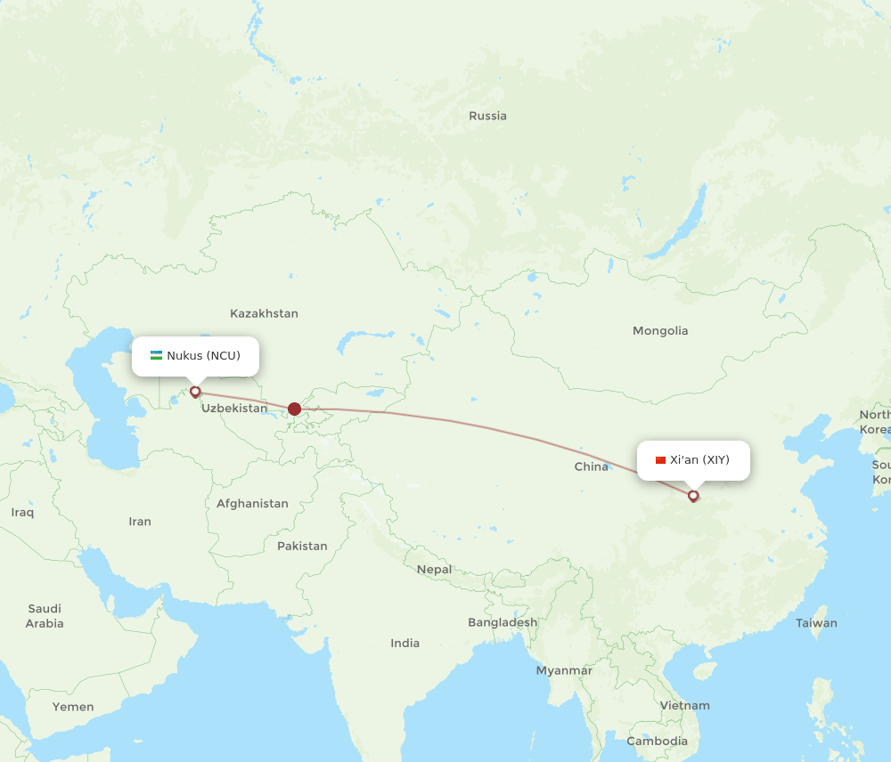 NCU-XIY flight routes