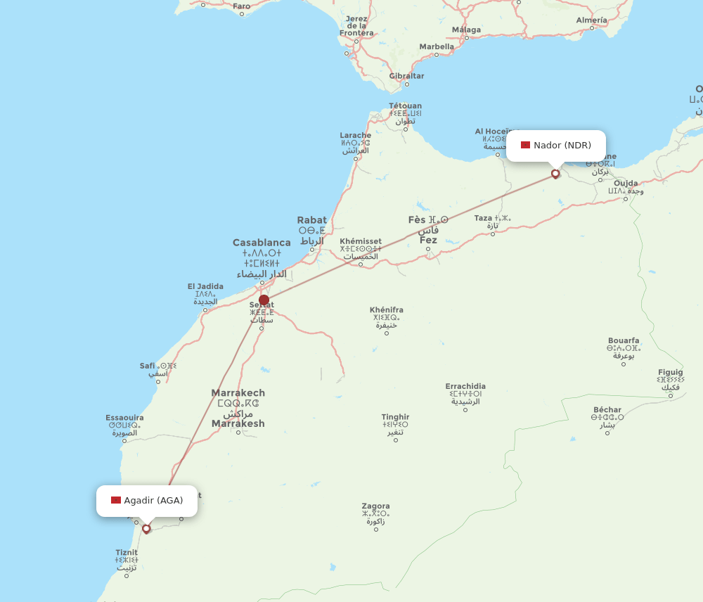 NDR-AGA flight routes