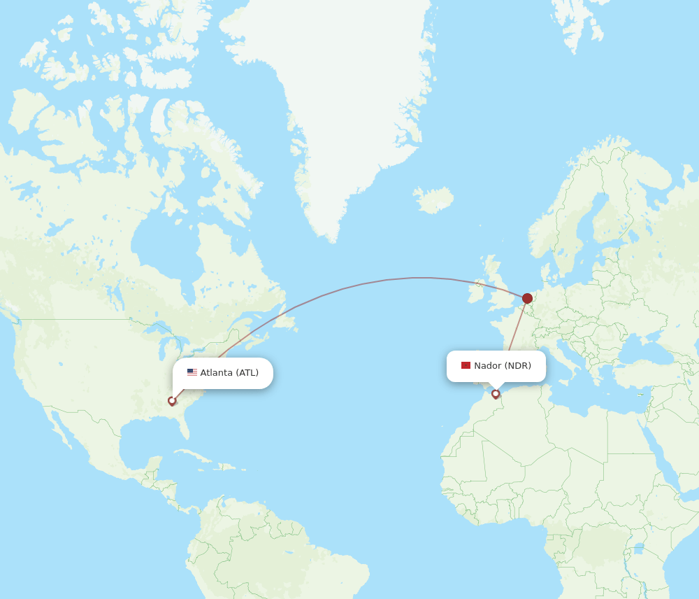 NDR-ATL flight routes