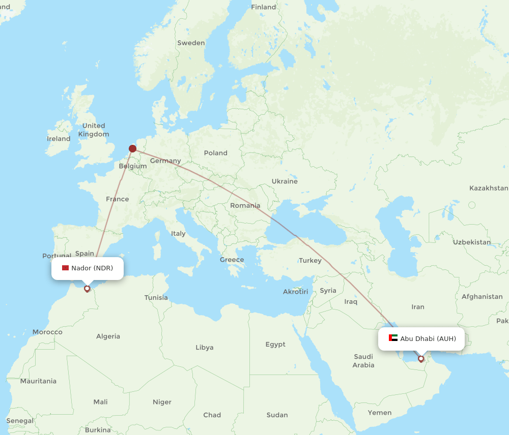NDR-AUH flight routes