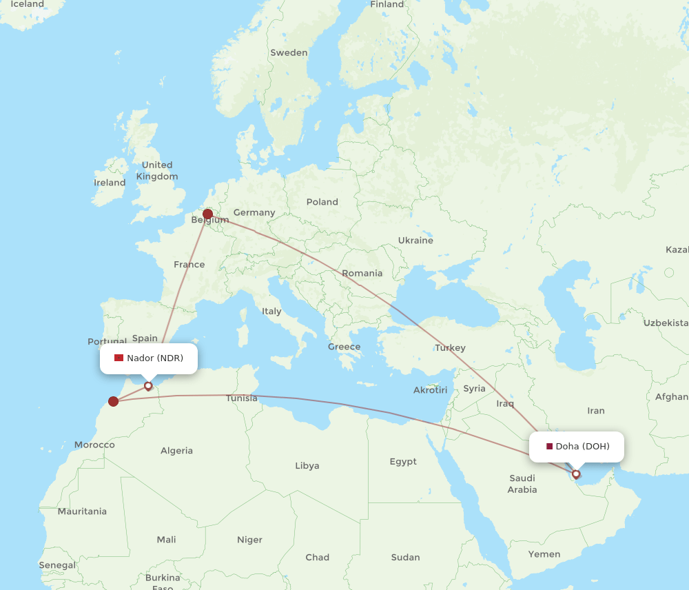 NDR-DOH flight routes