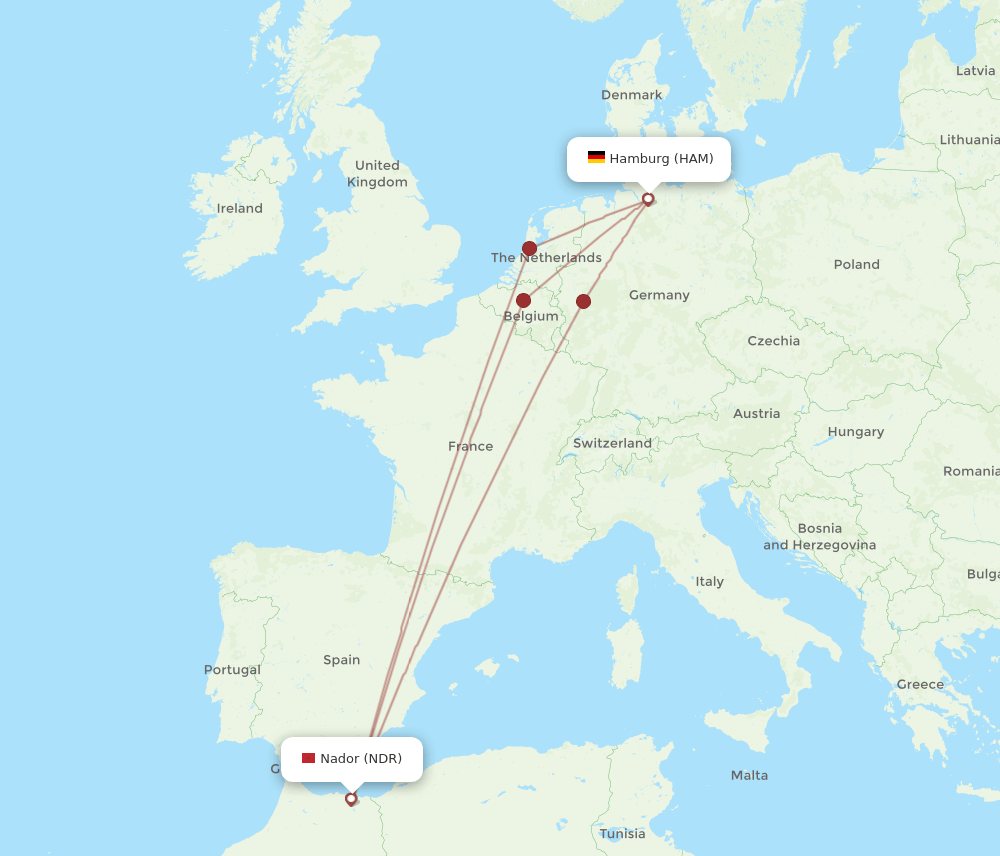 NDR-HAM flight routes