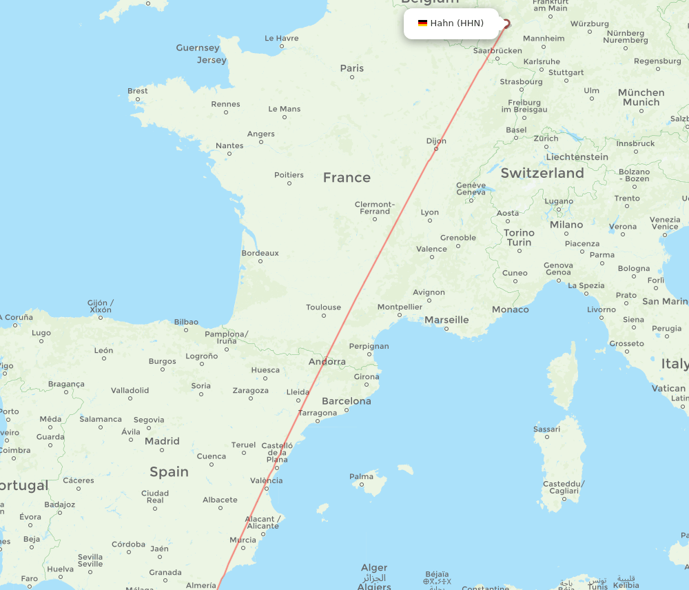 NDR to HHN flights and routes map