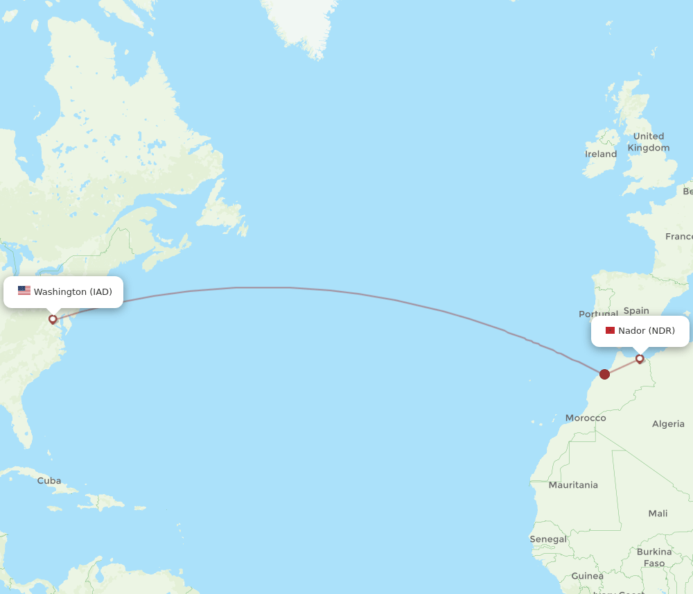 NDR-IAD flight routes