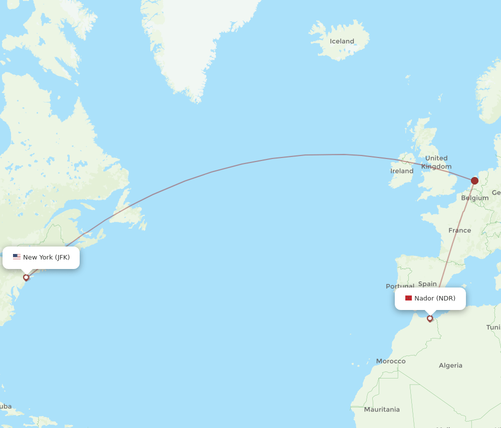 NDR-JFK flight routes
