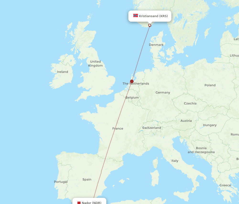 NDR-KRS flight routes